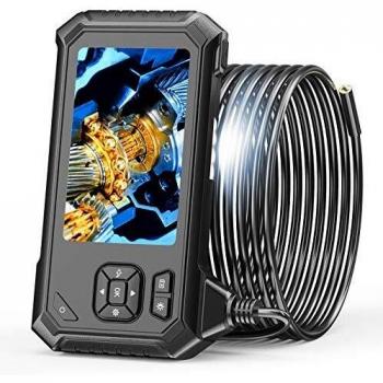 Endoscopio industrial, cámara de inspección SKYBASIC 1080P con pantalla LCD de 4,3 pulgadas endoscopio a prueba de agua de serpiente de 8 mm con 6 LED ajustables, cable semirrígido, 32 GB