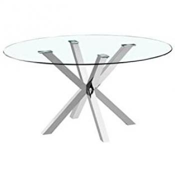 Mesa de Comedor DKD Home Decor 110 x 110 x 76 cm Cristal Plateado Acero