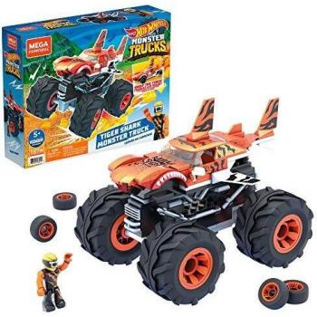 Mega Construx Monster Trucks Tiger Shark Coche de juguete de bloques de construcción, incluye figura, para niños +5 años