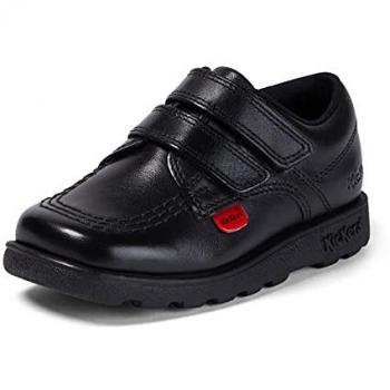 Kickers Infant Boys Black Leather Fragma Lo Velcro School Shoes - Extra Comfortable & Durable, Size UK 8.5