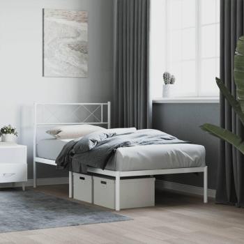 Cama de Metal Blanca con Cabecero 100x200 cm sin Colchón