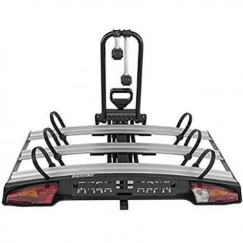 Portabicicletas para 3 bicicletas Menabo Alcor 3, compatible con E-Bikes y Fat Bikes, plegable y seguro