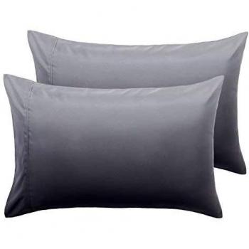 Bedsure Funda Almohada 90 de Microfibra - Juego de 2 Fundas Almohadas 40x90 Transpirable Suave Antiarrugas - Gris Claro, sin Cremallera,2 Unidades