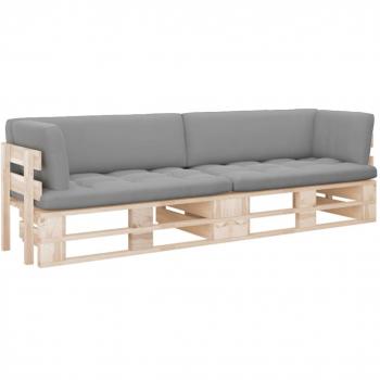 Sofá de palets 2 plazas con cojines, fabricado en madera de pino impregnada
