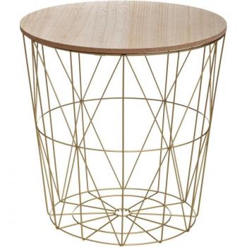 ATMOSPHERA - MESA AUXILIAR DE METAL KUMI GOLD, mesa auxiliar de metal con acabado dorado, diseño moderno y elegante, ideal para decoración contemporánea, dimensiones compactas que la hacen perfecta para espacios reducidos
