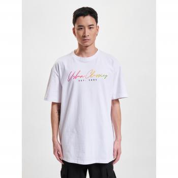 Urban Classics Men's White Script Logo T-Shirt
