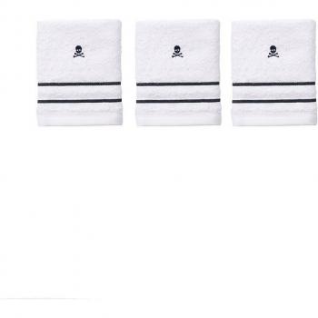 Set de toallas de mano Scalpers Home: Juego de 3 toallas de mano 30x50cm, 100% Algodón con elegante logo bordado