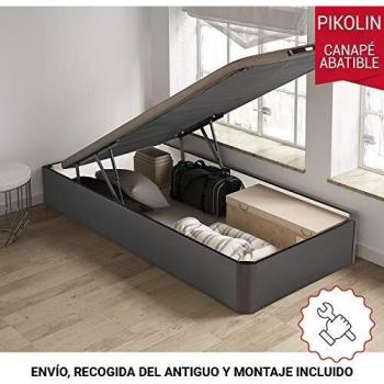 PIKOLIN, canapé abatible Gran Capacidad de almacenaje Color wengué 90x190, Servicio de Entrega Premium Incluido