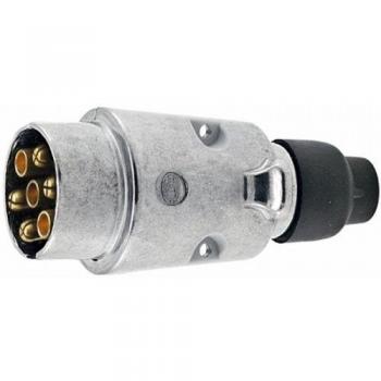 Conector remolque HELLA 12V 7 polos aluminio plateado contacto roscado longitud 94mm DIN/ISO 1724 N-Typ