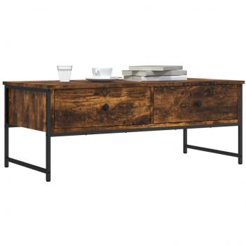 Mesa de centro de madera de ingeniería 101x49x39,5 cm en color negro, roble sonoma y roble ahumado - Mesita de salón o comedor auxiliar mesa de café