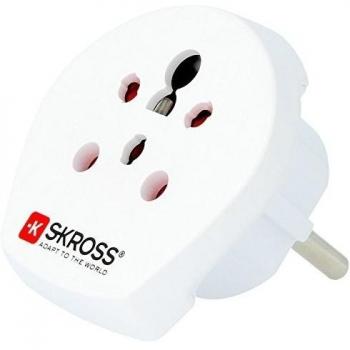 Skross - Enchufe adaptador de India, Israel y Dinamarca a enchufe europeo, color blanco