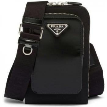 Prada Men's Black Re-Nylon Smartphone Case with Triangle Logo Panel