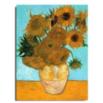 Impresión sobre Lienzo Van Gogh Los Girasoles, Poliéster y Madera, 50x3x70 cm, Azul y Naranja