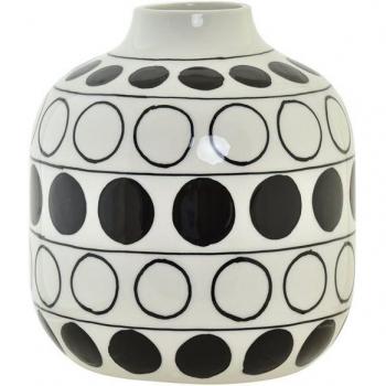 Jarrón de porcelana con diseño moderno de círculos en blanco y negro