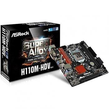 Asrock H110M-HDV R3.0 - Placa Base Micro ATX, Intel H110, Socket 1151, 2xDDR4, PCIE, 4SATA3, 4USB3, VGA/DVI/HDMI, Multicolor