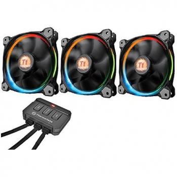 Thermaltake Riing 14 LED RGB - Pack de 3 Ventiladores, Color Negro