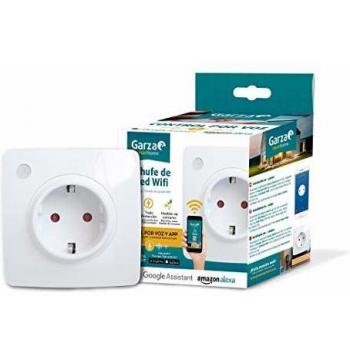 Garza ® SmartHome - Enchufe de pared inteligente wifi programable compatible con Alexa y Google Home. Enchufe empotrable con control remoto e a través de App y voz. Enchufe programador temporizador.