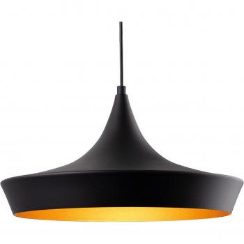Colgante Leo Negro con Oro Mate, Lámpara colgante tipo domo negra con interior dorado mate, 1 bombilla, altura de 22 cm