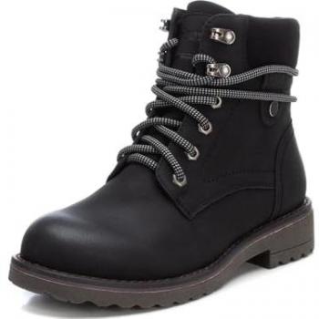 Botines de Mujer Planos Refresh 172109 con Cordones y Cremallera Lateral, Color Negro, Talla 40