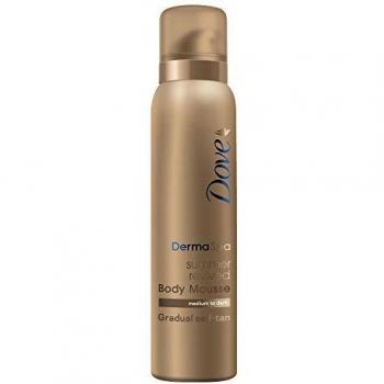 Dove DermaSpa Summer Revived Skin Gradual Fake Tan Body Mousse, Streak Free, For Medium to Dark, For Men And Women, 48h moisturisation, Holiday Essentials, Natural look Tan 150ml