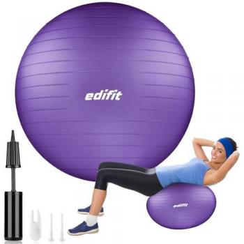 Pelota de Pilates, Yoga y Fitness Edifitm - 55, 65 o 75 cm, Ideal para Embarazo, Incluye Inflador