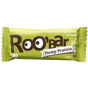 Roo'bar - Barrita energética de proteína de cáñamo | Orgánica y vegana | 1 unidad | 30g
