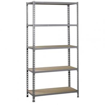 Estantería Metálica MADERCLICK SUPERPLUS 5 Estantes de Madera Gris, 2000x1100x300 mm, Capacidad de Carga 90 kg