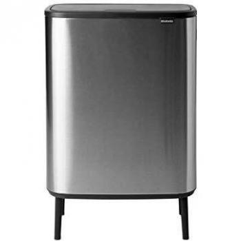 Brabantia Bo Touch Bin Hi Cubo de basura con patas 60 l, color acero mate antihuellas