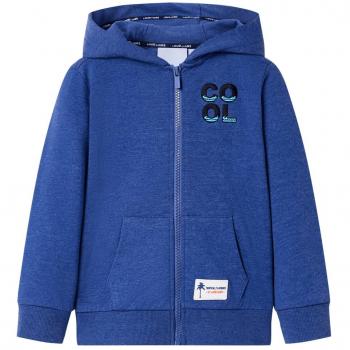 Sudadera infantil con capucha y cremallera azul oscuro mélange 116