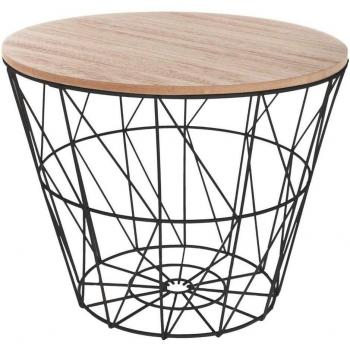 Mesa Auxiliar Kumi Negra - D. 38 cm x H. 30.5 cm - Madera y Metal - Diseño Elegante Moderno