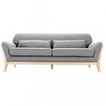 Sofá escandinavo 3 plazas gris patas madera Yoko