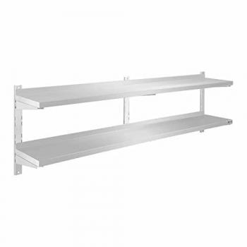 Estante de pared de acero inoxidable - 2 niveles - 180 cm - capacidad 35 kg