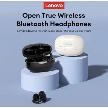 Auriculares Bluetooth Lenovo TA330 OWS V5.4 con Ultra Baja Latencia, Diseño Biónico y Colgantes para Deportes en Negro