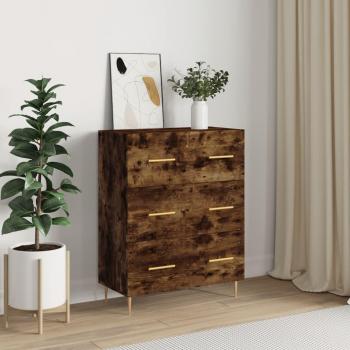 Aparador de madera de ingeniería 69,5x34x90 cm con puertas y cajón, mueble de almacenaje para salón moderno en color roble ahumado marrón