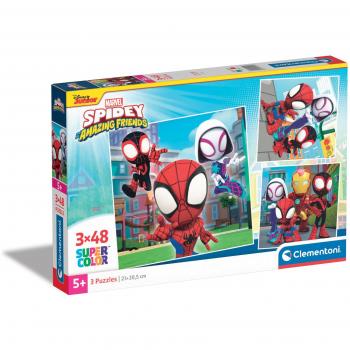 Puzzle Marvel Spidey y amigos 3x48 Piezas Supercolor Clementoni 25294