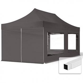 Gazebo Plegable INTENT24 Toolport 3x6m de Acero con 4 Paneles Laterales Panorámicos en Color Gris