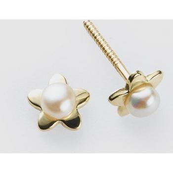 Pendientes de bebé de oro con perla natural para regalo especial