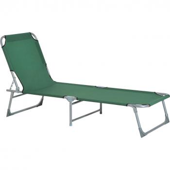 Outsunny Tumbona Plegable e inclinable para Playa o Piscina con estructura de Hierro 187x58x30cm Verde