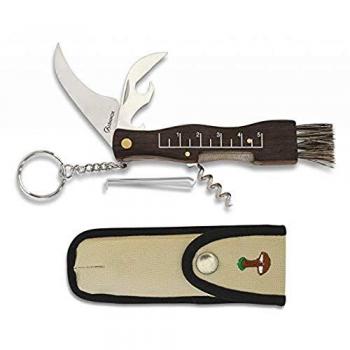 Navaja Setera Martínez Albainox con Mango de Madera y Hoja de Acero Inoxidable de 6.5 cm, incluye llavero, sacacorchos, abridor, pinza, brocha y funda de