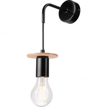 Aplique de pared Yorik negro/madera clara, 1x E27