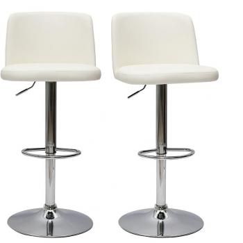 Set de 2 taburetes de cocina regulables blanco MONTI de diseño moderno