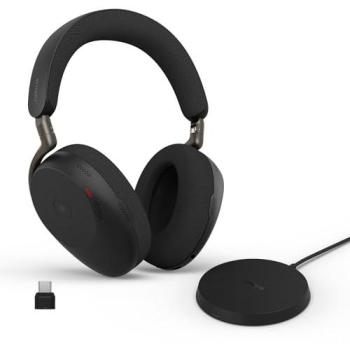 Auriculares Jabra Evolve3 85 MS Bluetooth Inalámbricos con Cancelación de Ruido, Carga Inalámbrica, USB-C y Certificación Microsoft Teams - Negro