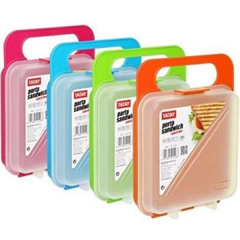 Tatay Porta Sandwich y Alimentos, Libre de BPA, Reutilizables, Apto Lavavajillas y Microondas, Congelacion hasta -40grC, 1 Unidad, Color Surtido, Medidas 14 x 4 x 18 cm, talla única