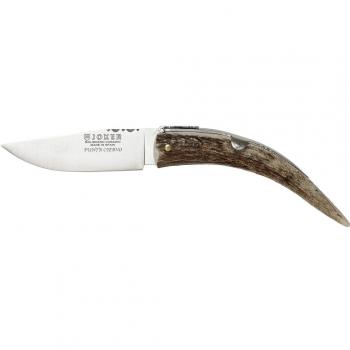 Navaja Joker Punta Ciervo NC117 con hoja de acero inoxidable MOVA de 8,5 cm y mango de auténtica asta de ciervo, incluye estuche premium - ideal para pesca, caza, camping y senderismo