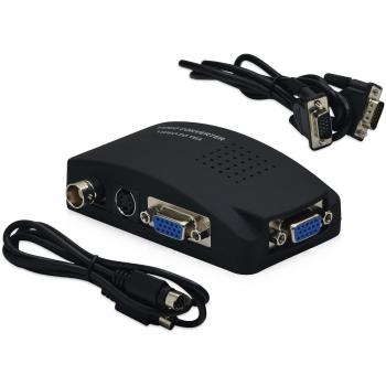 Kanaan Converter - Convertidor de BNC-Video, S-Video o Entrada VGA a Salida para Monitor PC Proyectores