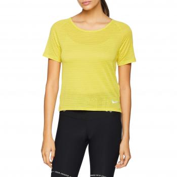 Nike Miler Camiseta, Mujer, Bright Citron/Heather/Reflective Silver, Medium