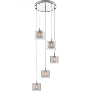 Lámpara colgante Laure Chrome de 5 bombillas, 134 cm, diseño en espiral de cromo