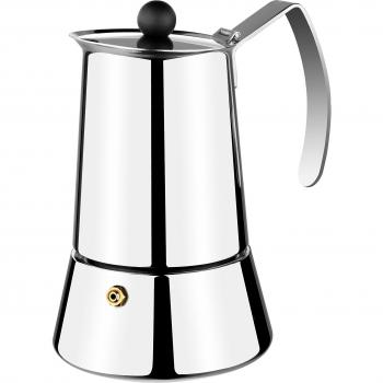 Monix Eterna - Cafetera Italiana con Capacidad 4 Tazas, Fabricada en Acero Inoxidable 18/10 y Apta para Todo Tipo de cocinas, incluida inducción
