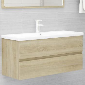 Gabinete de lavabo de madera contrachapada roble Sonoma 100x38,5x45 cm marrón