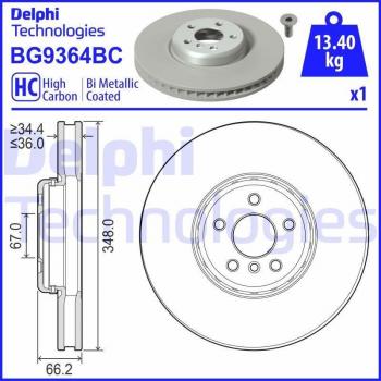 Disco de freno DELPHI BG9364BC